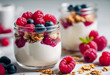 Colazione Salutare- Granola Bianca con Lamponi e Yogurt