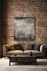 Wall Mural - Urban loft space with exposed brick wall for wall art mockup  AI generated illustration