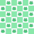 Seamless checkered pattern with cute frogs. Vector graphics.