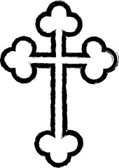 Poster - orthodox cross outline icon grunge style vector