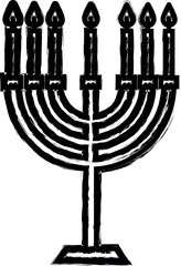Poster - Hebrew candles outline icon grunge style vector