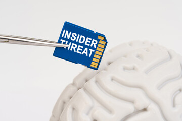 Poster - A man inserts a memory card into his brain with the inscription - INSIDER THREAT