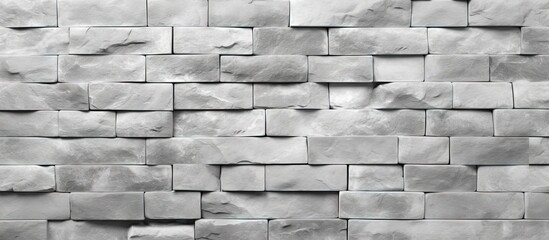 Poster - Minimalist grayscale stone brick wall with seamless abstract design creating a beautiful textured backdrop with ample workspace copy space image