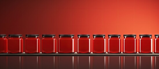 Poster - Photo of crimson exposed bins in a line copy space image