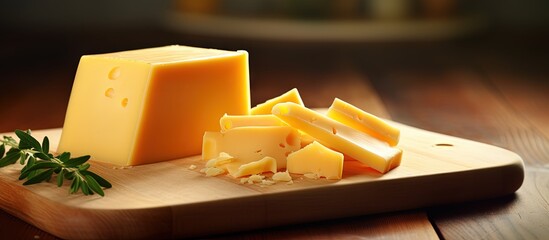 Poster - Organic cheddar on a board copy space image