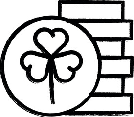 Poster - Coin, clover icon grunge style vector