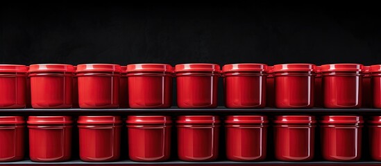 Poster - Photo of crimson exposed bins in a line copy space image