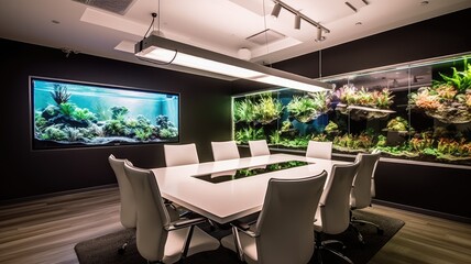 Wall Mural - Inspiring office interior design Tech-inspired style Meeting Room featuring High-tech equipment architecture. Generative AI AIG 31.