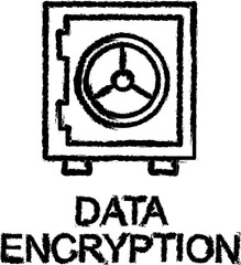 Poster - data encryption outline icon grunge style vector