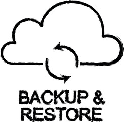 Poster - backup and restore outline icon grunge style vector