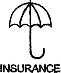 Poster - insurance sign outline icon grunge style vector