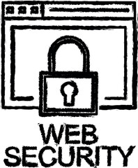 Poster - web security line icon grunge style vector