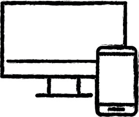 Poster - synchronization monitor smart phone icon grunge style vector