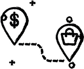 Poster - Location shopping bank icon grunge style vector