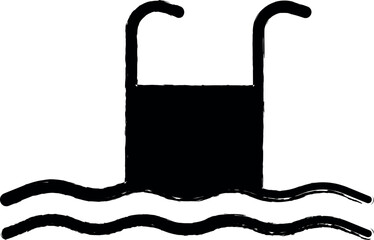 Poster - ladder for pool outline icon grunge style vector