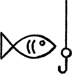 Poster - fish and hook outline icon grunge style vector
