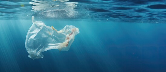 Aufkleber - Plastic bags in the ocean cause an environmental crisis copy space image