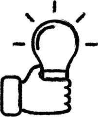 Poster - hand with a light bulb icon grunge style vector
