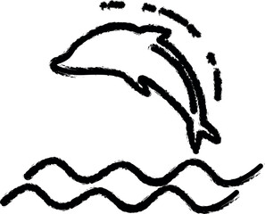 Poster - dolphin dusk style icon grunge style vector