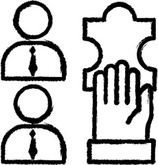 Poster - team , puzzle, hand icon grunge style vector