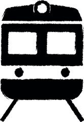 Poster - front view train, transport icon grunge style vector