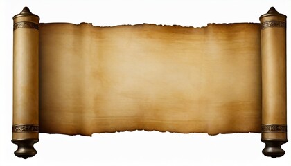 Wall Mural - old mediaeval paper sheet parchment scroll isolated on white