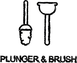Poster - plunger and brush icon grunge style vector