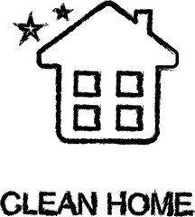 Poster - clean home icon grunge style vector