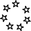 stars in a circle line icon grunge style vector