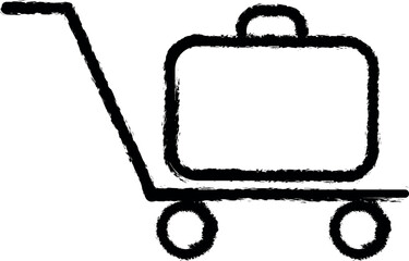 Sticker - trolley for a suitcase icon grunge style vector