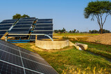 Fototapeta Góry - Solar panels on a farm