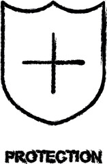 Poster - protection shield icon grunge style vector