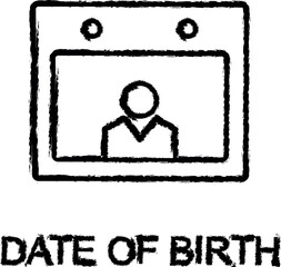 Poster - date of birth line icon grunge style vector