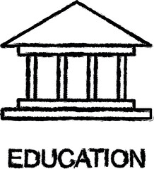 Poster - education building line icon grunge style vector