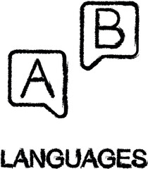 Poster - languages line icon grunge style vector