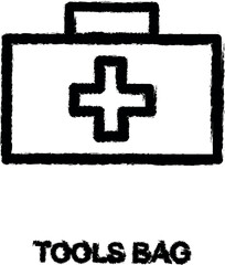 Poster - medicine tools bag simple line icon grunge style vector