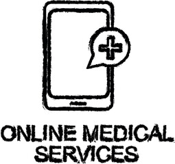 Poster - online medical services line icon grunge style vector