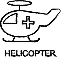 Sticker - helicopter medicine line icon grunge style vector