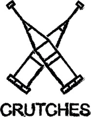 Poster - crutches line icon grunge style vector