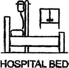 Poster - hospital bed line icon grunge style vector
