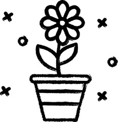 Poster - Flower, pot icon grunge style vector