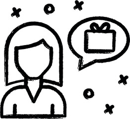 Poster - Girl, gift, think icon grunge style vector