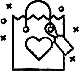 Poster - Gift, heart bag icon grunge style vector
