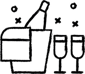 Poster - Wine buttle and glasses icon grunge style vector