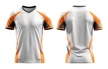 Wall Mural - orange and white sports t-shirt, jersey mockup design with front and back views, generative ai