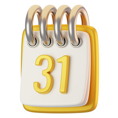 Fototapete - Cartoon style calendar icon on 3d rendering. 3d render new year icon concept