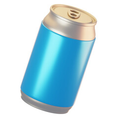Poster - 3d rendering blue beer can icon with cartoon style