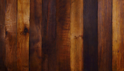 Wall Mural - dark stained wood boards with grain and texture flat wood background