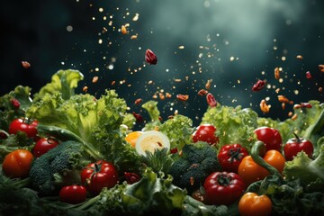 Wall Mural - Colorful background with fresh healthy vegetables