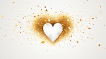 .  Heart Shape Vector Gold Confetti Splash With White Heart Hole.